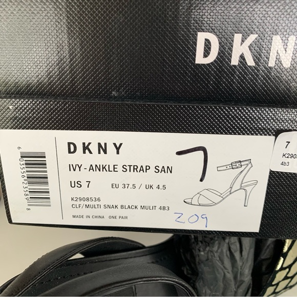 DKNY Womens ivy Peep Toe high heel Ankle Strap Sandals Multi/Snake print US 7 M - Picture 10 of 10